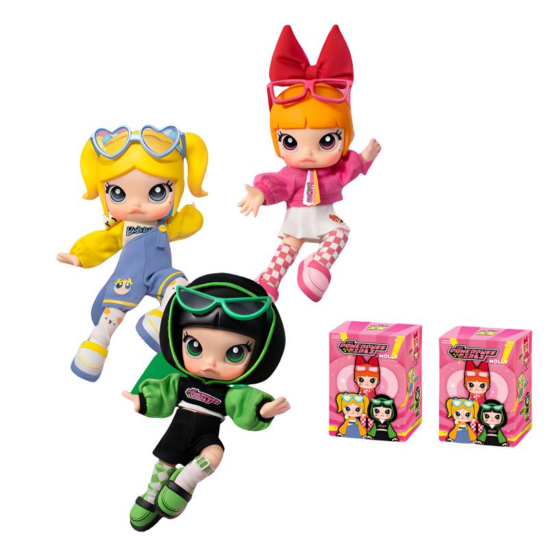 New POP MART The Powerpuff Girls, Action Figure Mystery Boxes Single Mystery Box/Full Box 3 Pcs PPMT-2407-0006