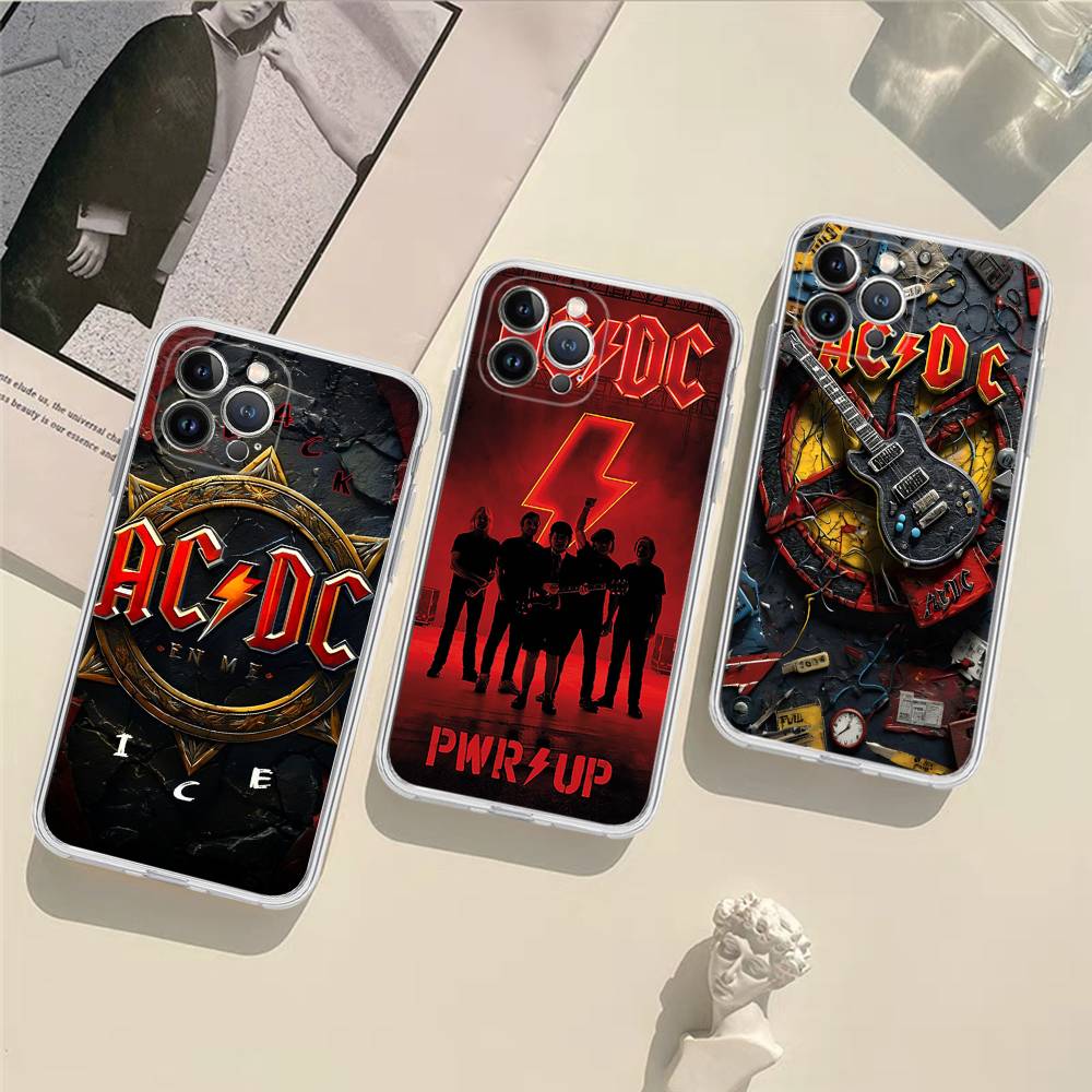 AC Back In Black DC Прозрачный ТПУ чехол для телефона для iPhone 17 11 12 13 14 15 16 Pro Max 16 Plus