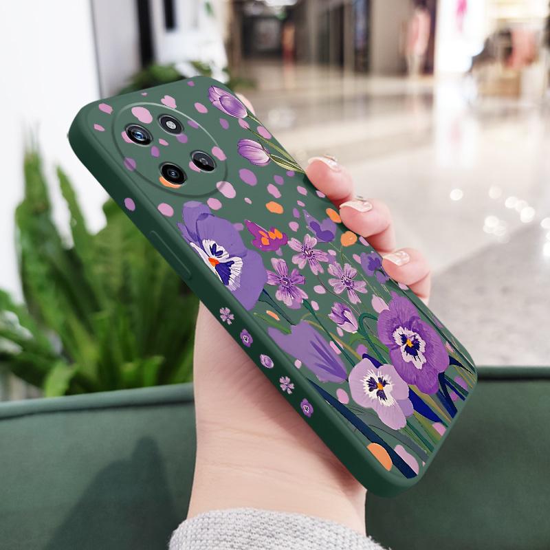 Фиолетовый Чехол-Брелок Тюльпан для OPPO Realme 12 11 10 9 9i 8 8i 7 Pro Plus C35 C21Y C25Y C25 4G 5G Жидкий Силиконовый Чехол