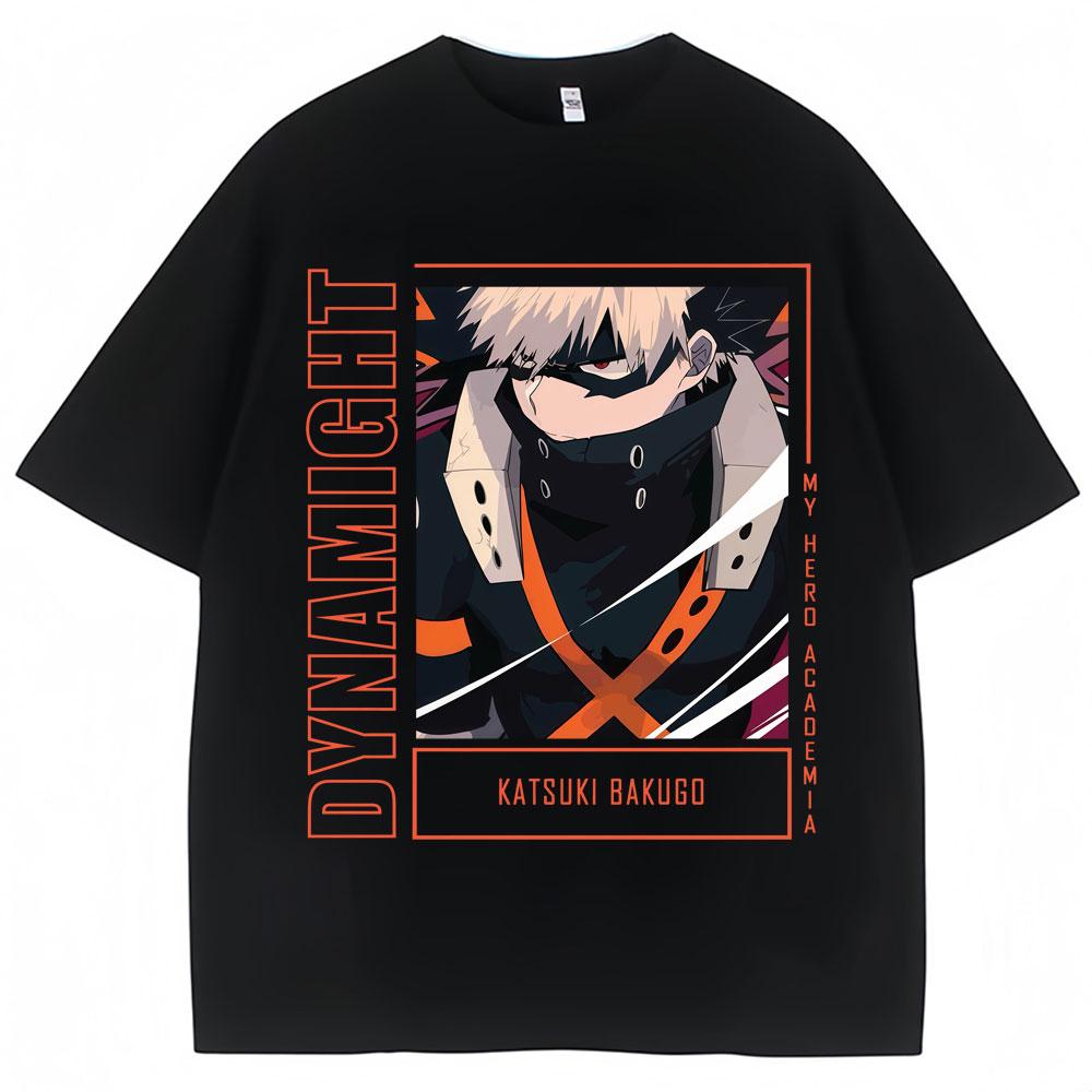 Anime My Hero Academia Graphic T-Shirt Vintage Harajuku Fashion Bakugou Katsuki Short Sleeve Men Women Oversized Cotton T Shirt