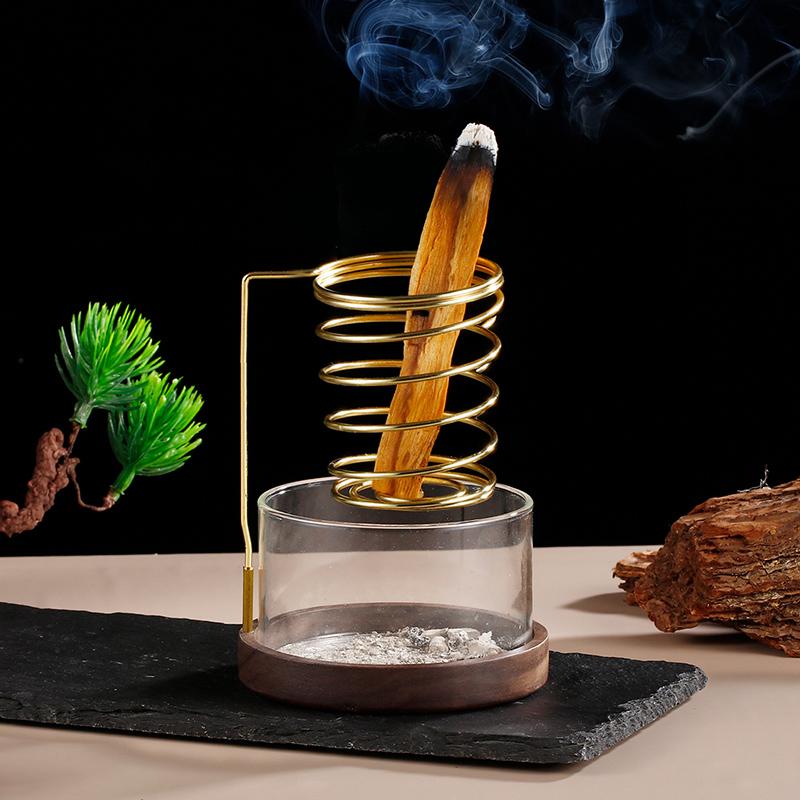 Металлический держатель для шалфея, горелка, держатель для Palo Santo со стеклянным поддоном для пепла, держатель для благовоний для медитации, йоги, спа