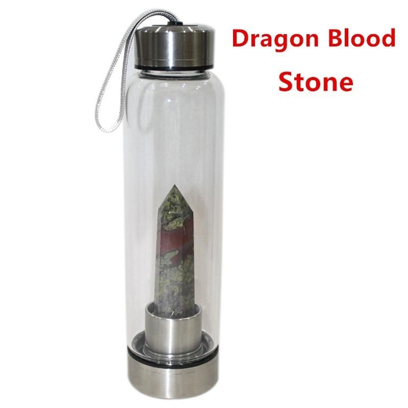 Бутылка с лечебной водой из натуральных кристаллов 550 мл, крышка из нержавеющей стали 304, флюорит, кварцевый камень, палочка, энергетическая стеклянная бутылка, чашка для воды