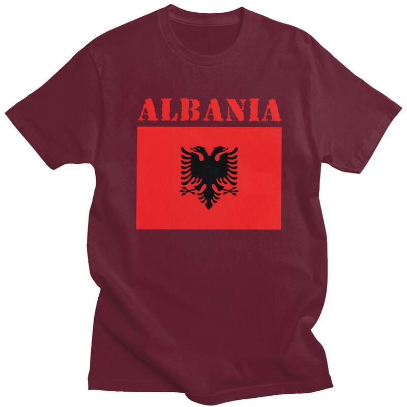 Custom Fashion Albania Flag T Shirts Men ShortSleeve Tshirts Casual Tee Tops Pure Cotton Oversized Tshirts Gift