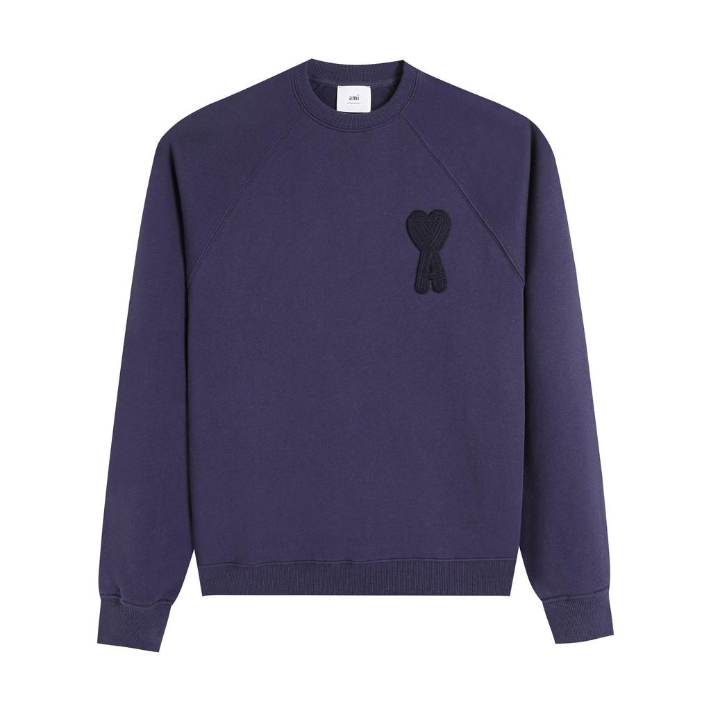 216 AMI 2025 Осень и Зима Новое Худи с Большим Логотипом Сердца из Высококачественного Хлопка с Круглым Вырезом Мужской Пуловер