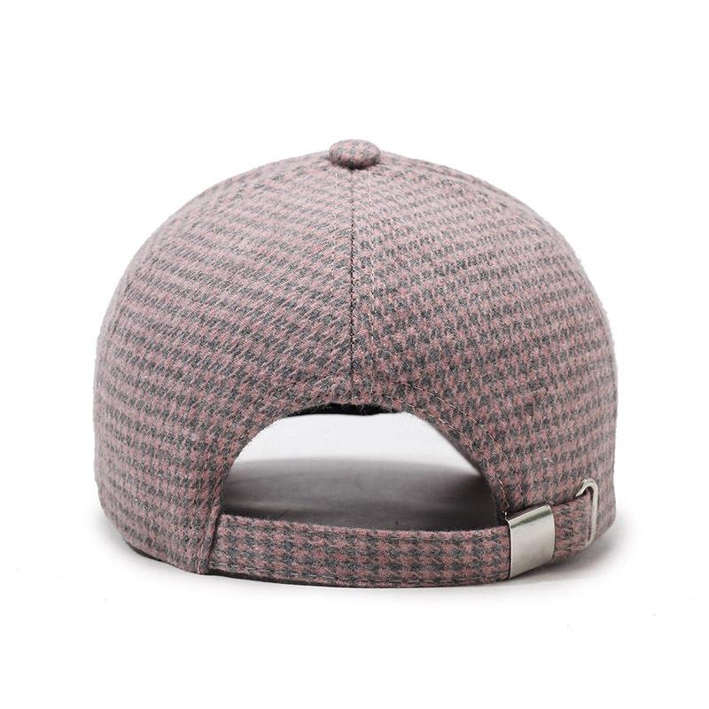 Клетчатая теплая кепка-зонтик женская шерстяная бейсболка весна-осень с рисунком «гусиная лапка»