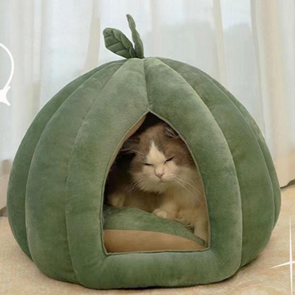 winter warm Cat House Bed cute Pumpkin shaped Enclosed Cat Bed Thickened flannel Cat Cave Pet Bed For Kittens Small Dogs Winter