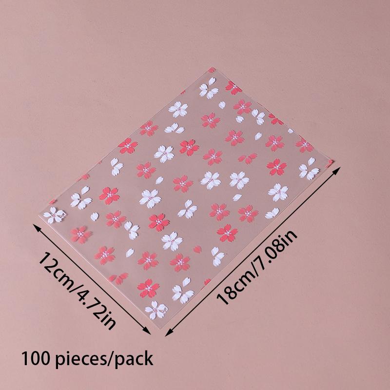 100 шт., упаковочная сумка для сухофруктов, подарочные пакеты, сумка для хлеба, самоклеящаяся белая цветочка, конфеты