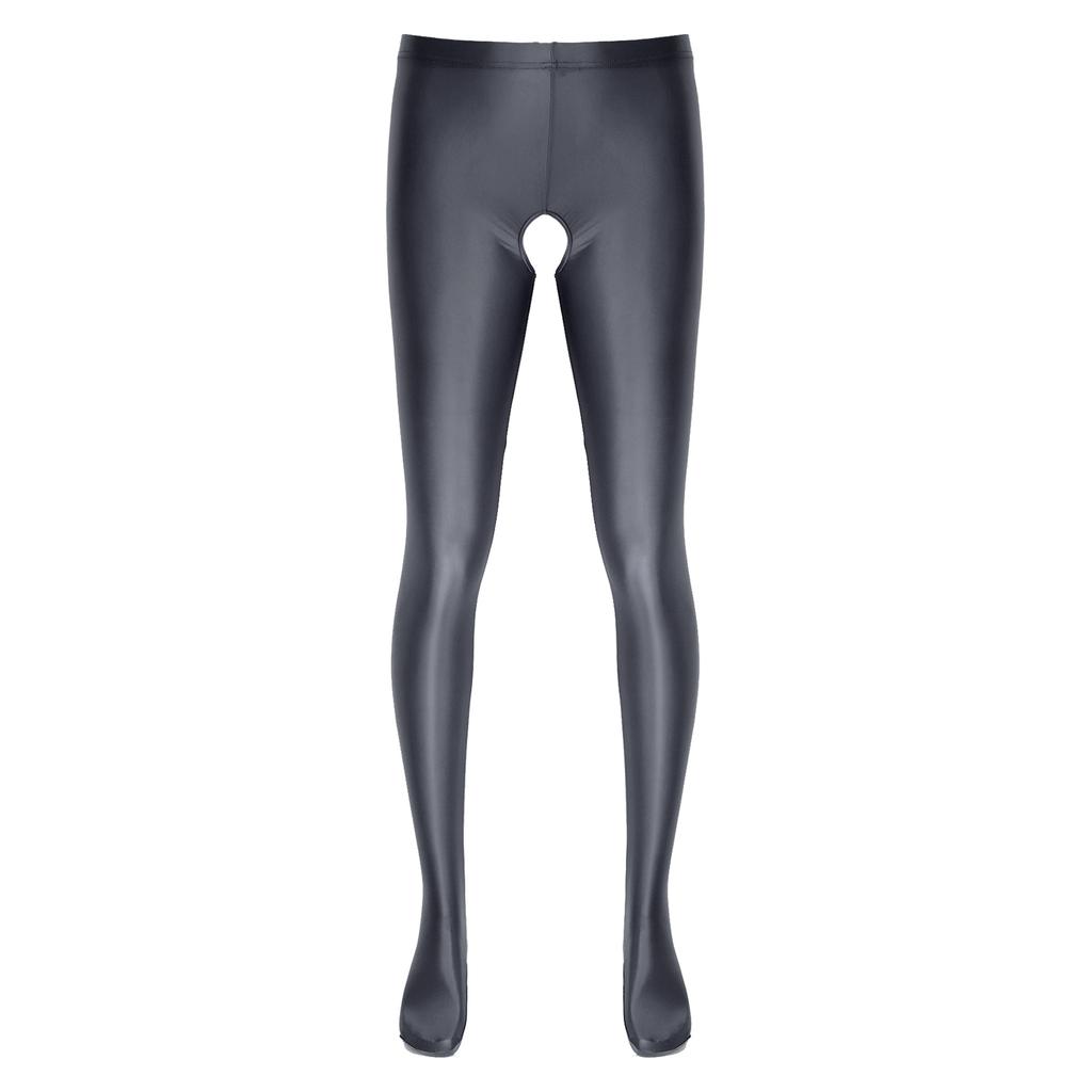 Мужские глянцевые колготки с высокой талией и вырезами, эластичная резинка, прозрачные леггинсы, нижнее белье, ночное белье