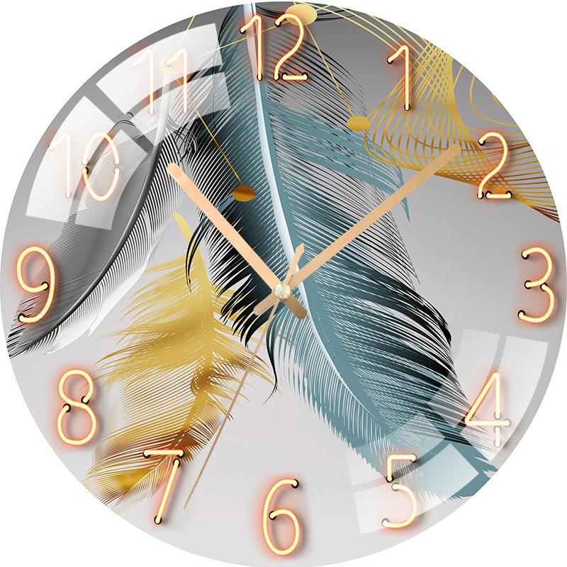 Digital Wall Clock with Low Noise, 30cm/12inch Feather Wall Clock Quartz Clock Quiet Silent Simple Clock for Home Decor Children Room