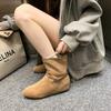 European Fashion Boots Women's 2025 Autumn and Winter New Retro Maillard Boots Western Outdoor Inner Heightening Short Boots