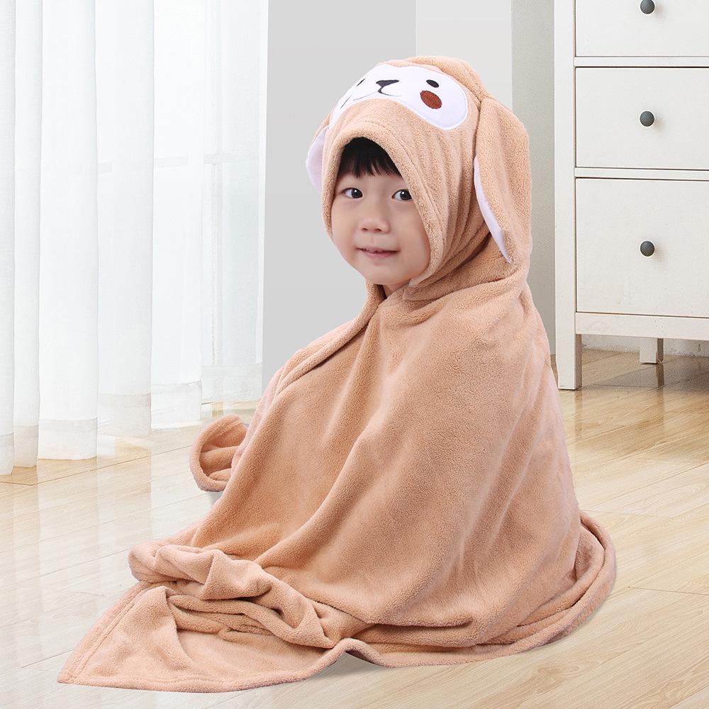 Children's Coral Fleece Hooded Bathrobe - Summer Baby Towel and Cloak for Swimming
