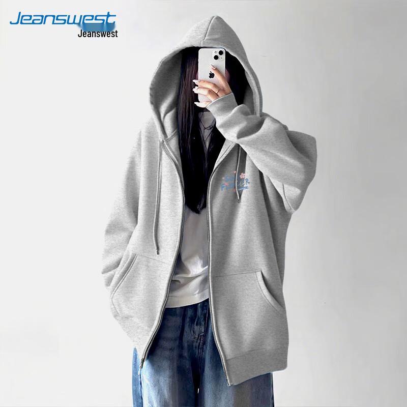 Женская толстовка с капюшоном и цветочным принтом Jeanswest свободного кроя