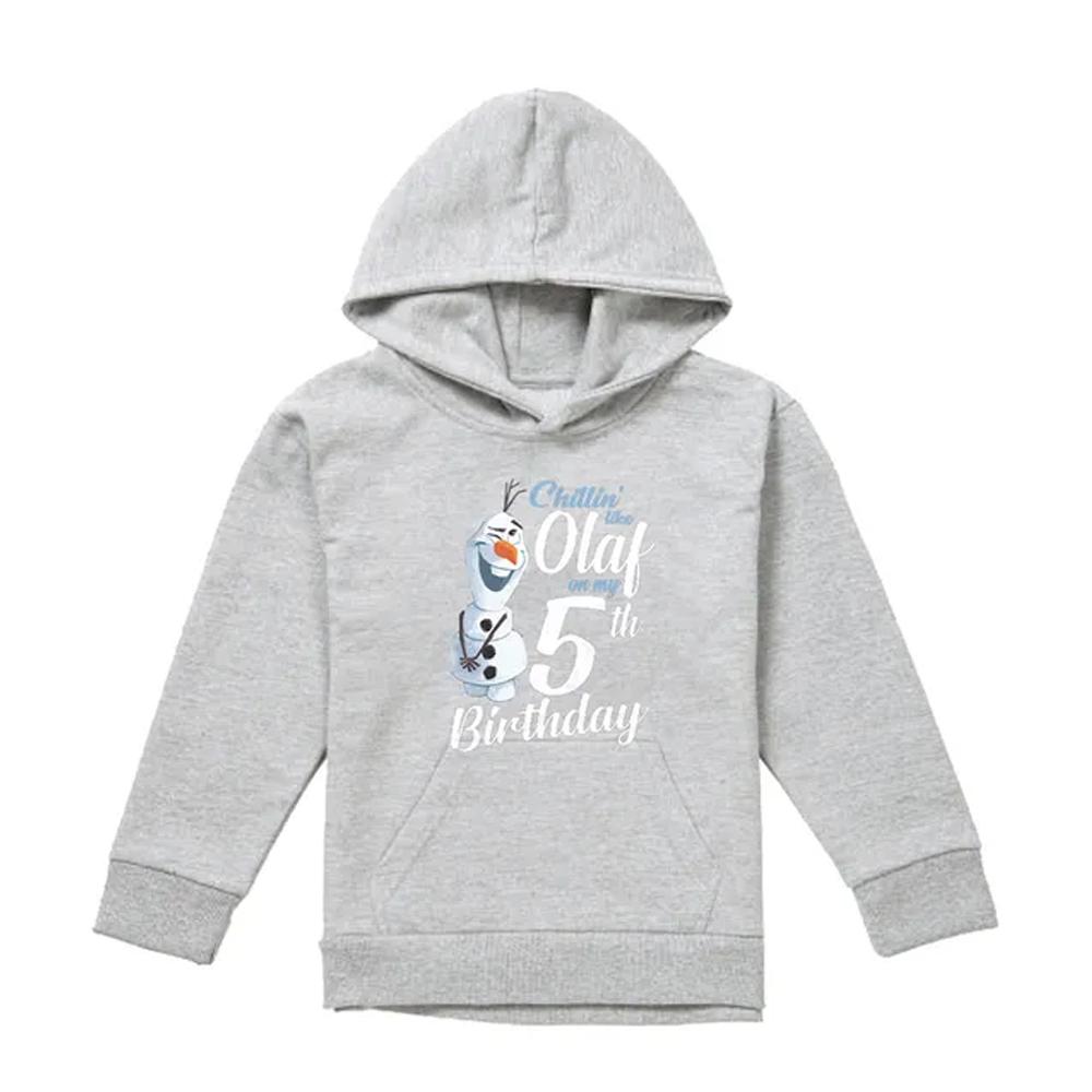 Frozen Childrens/Kids Chillin Like Olaf Heather 5th Birthday Pullover Hoodie