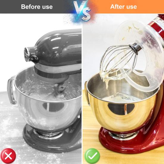 Mixer Bowl Covers for KitchenAid 4.5-5 Qt Stand Mixer Anti-Splash Baffle Transparent Lid with Extra Pouring Window Plastic Bowl Cover To Prevent