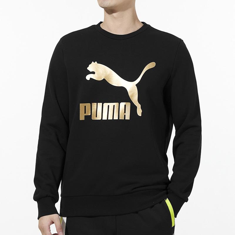 Puma Classics Logo Crew Толстовка с металлическим принтом Мужская толстовка Черный 531367-51