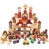 FlyCreat Разноцветные Деревянные Город и Дорожное Движение Строительные Блоки - Деревянная Образовательная Игрушка из 118 Деталей с 3D-Пазлом, Строительные Машинки, Контейнер для Хранения,