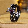 Ретро Черный Набор Колец для Женщин Фиолетовый Шестиугольный Циркон Кольцо на Палец Обручальные Кольца Помолвочные Ювелирные Изделия Подарок