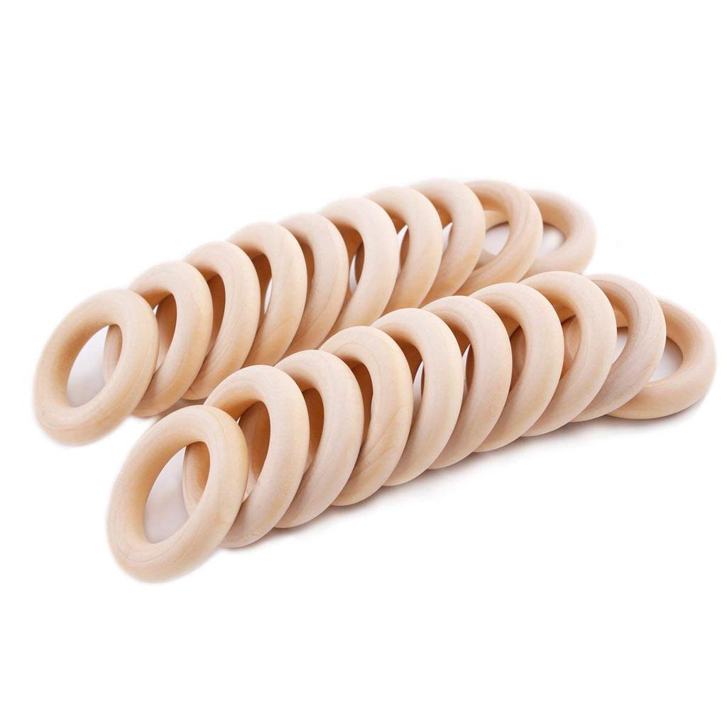 Baby Firstlook Wooden Ring Unpainted Handmade Rattle Rattle Toy Educational Toy 40mm/20pc