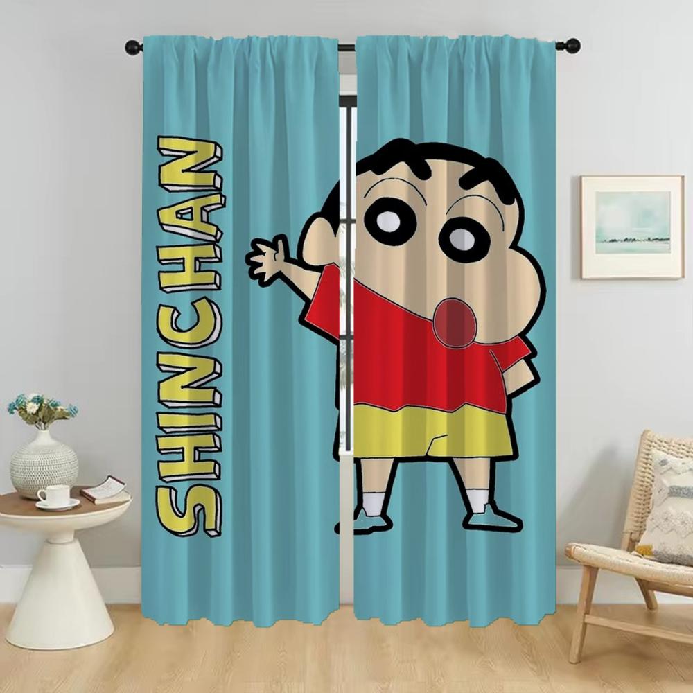 Crayon Partition Kitchen Curtains 2 Pieces Curtains Child Room Halloween Decoration Window Curtain Shades Living Blackout Camera