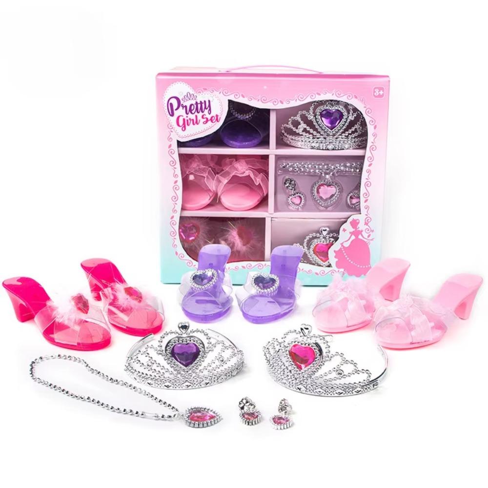 Pretend Play Girls Jewelry Toys Earrings Bracelet Crystal Shoes Toy Halloween