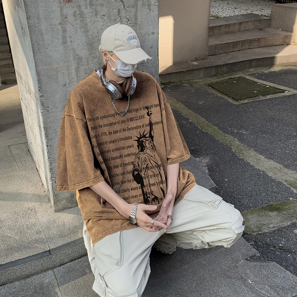 S-5XL 280gsm 100% хлопок мужская или женская футболка уличная одежда короткие топы в стиле панк Zomer винтажная футболка для стирки кислотой