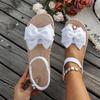Beach Casual Slippers Outdoor Bow Tie Flat Shoes Home Women Anti-slip Trend Sandals 2025 New Summer Lightweight Sandals