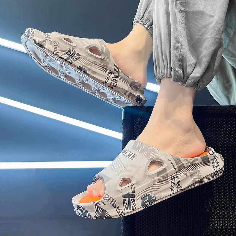 Летние высококачественные тапочки мужские противоскользящие модные мужские пляжные туфли на толстой подошве износостойкие садовые туфли новые мужские туфли46