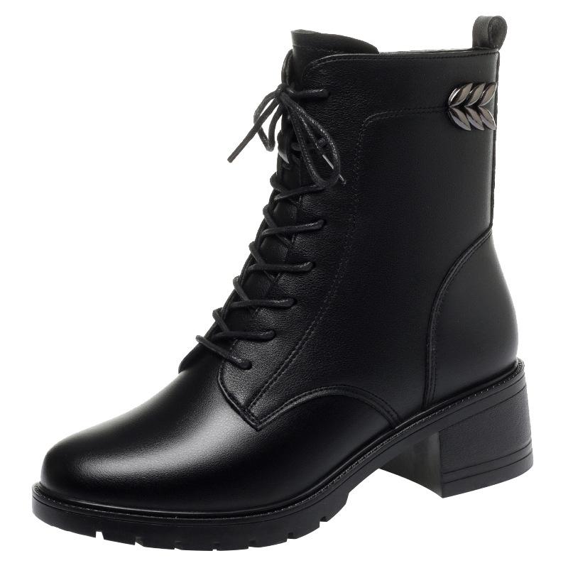 Кожаная обувь женская в британском стиле ботинки Мартина делают ноги маленькими толстые ботинки из мягкой кожи на мягкой подошве зимняя обувь осенне-зимние бархатные короткие ботинки