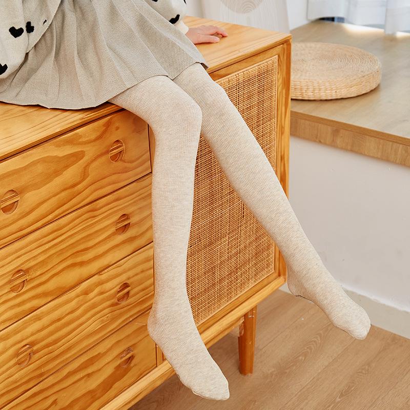 Velvet-Lined Girls' Cotton Pantyhose - Warm, Thick Leggings