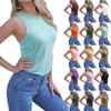 Женская повседневная свободная однотонная футболка без рукавов с круглым вырезом, блузка