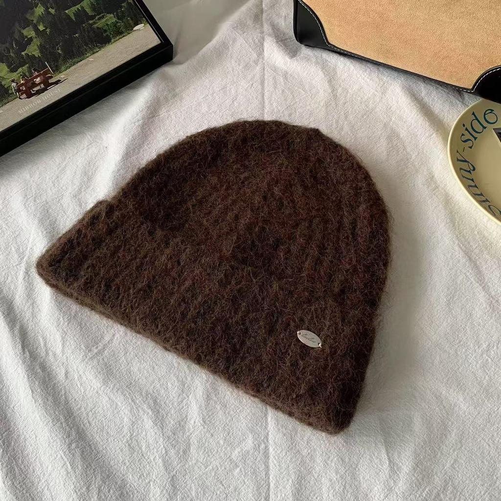 Soft and Skin Friendly Off White Knitted Hat for Women Thickened Warm Woolen Hat for Autumn and Winter Outdoor Windproof Ear Protecting Hat Cold Hat