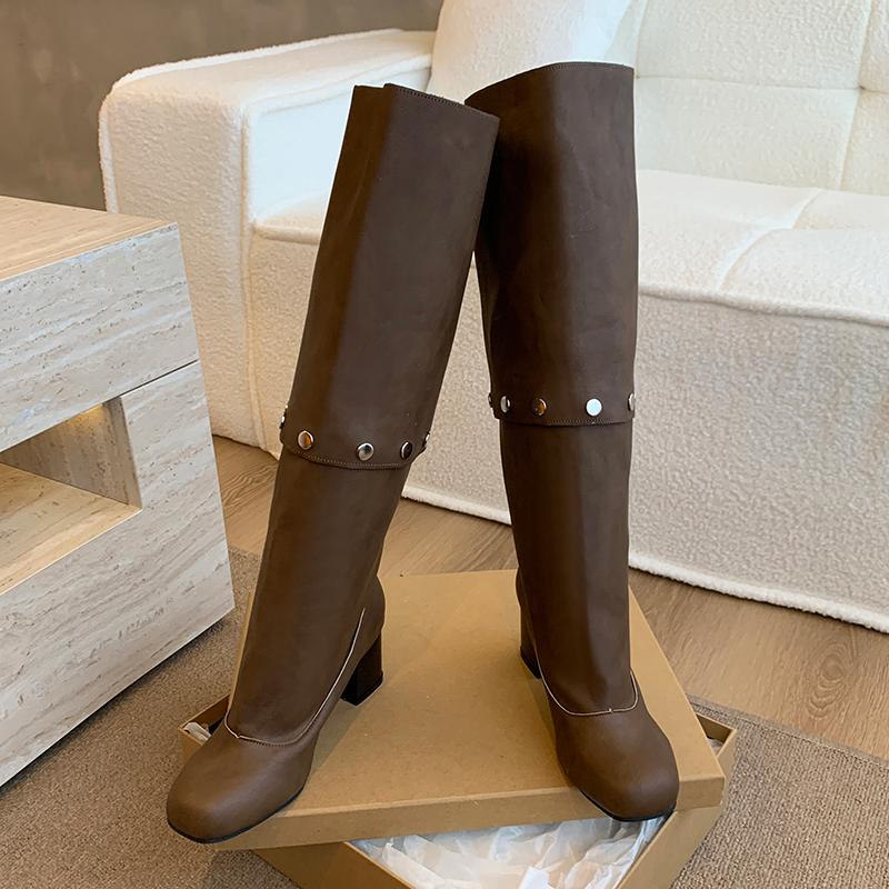 Fashion High Boots for Women High Heels Designer Shoes Chunky Fashion Pumps Winter 2025 Dress New Cozy Dress Luxury Chelsea Boots Mujer