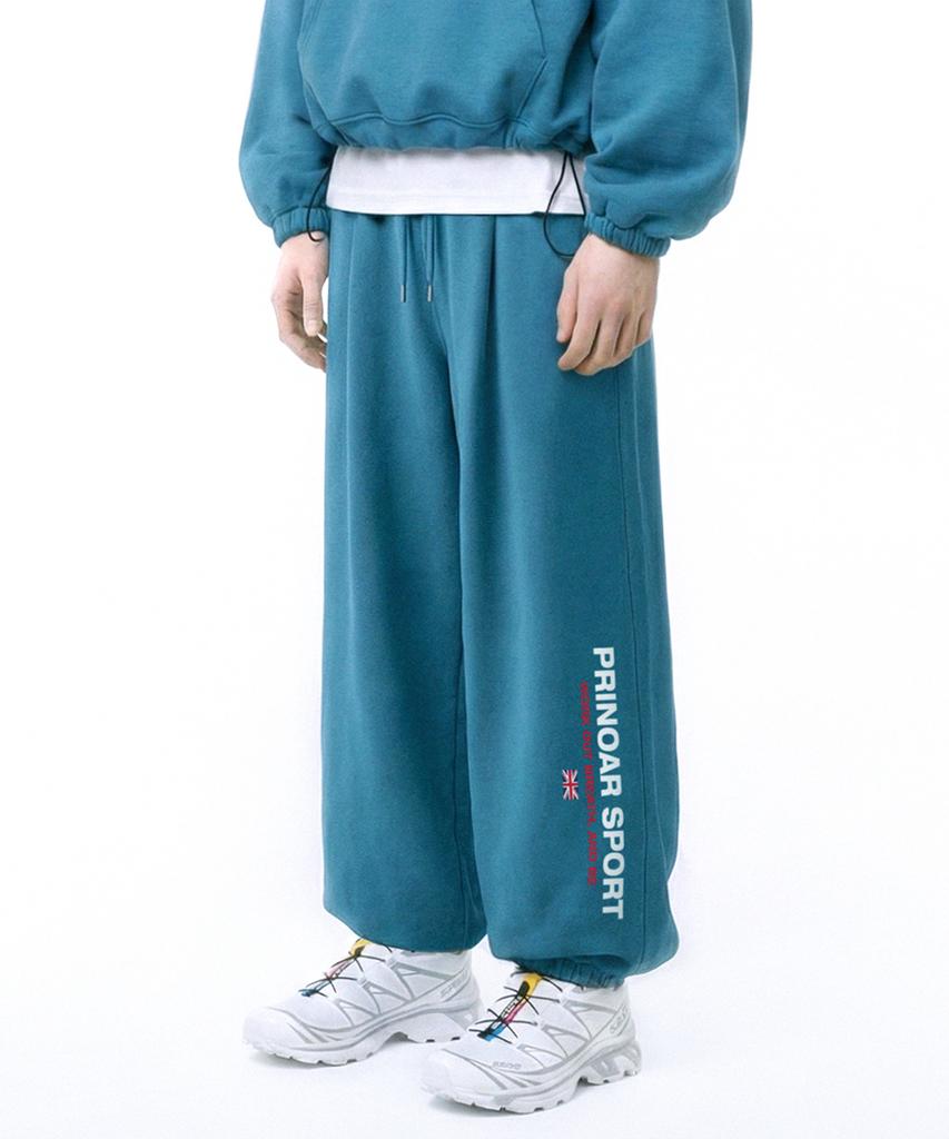 PRINOAR Sports String Single-Pleat Wide Pants - Peacock Green