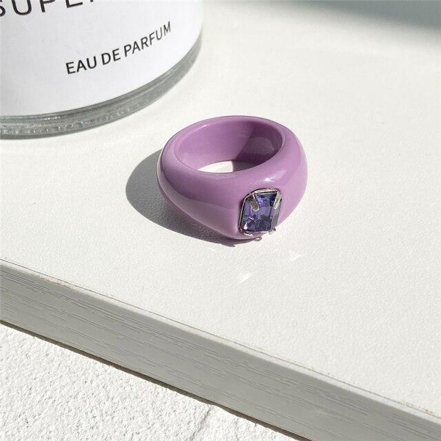 17KM Летние прозрачные квадратные круглые кольца с кристаллами, ювелирные изделия для вечеринки, богемное креативное кольцо нестандартной формы из акриловой смолы для женщин