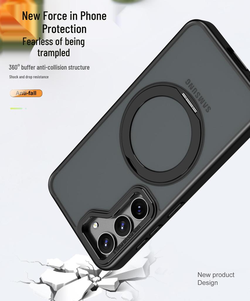 Чехол для Samsung S25 Ultra: Магнитная подставка с вращением на 360°, Покрытие Soft-Touch, Ударопрочный. Подходит для трансграничного использования.