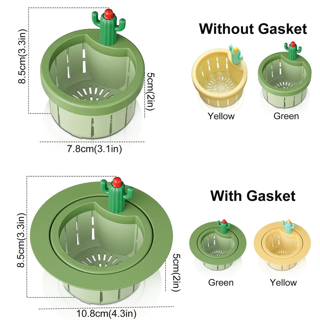 Фильтр для кухонной мойки, автоматический сливной фильтр, корзина для слива, фильтр для мусора, полка, фильтр для мусора, дизайн в виде мультяшного кактуса, многофункциональный