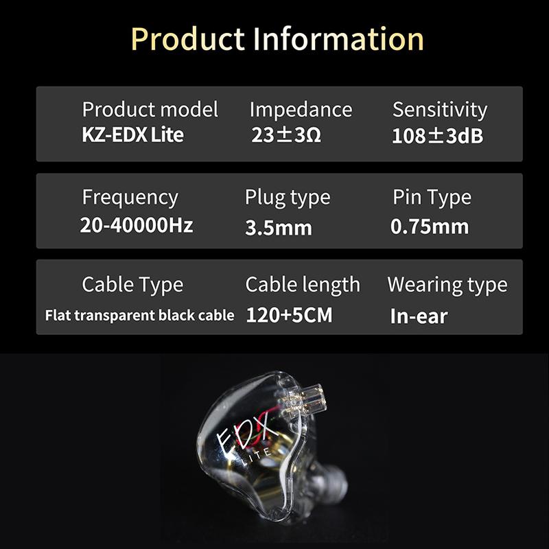 Оригинальные наушники KZ EDX Lite HIFI Bass, стереонаушники для музыки, внутриканальные наушники IEM, мониторные наушники для сцены, игровые спортивные наушники Pro