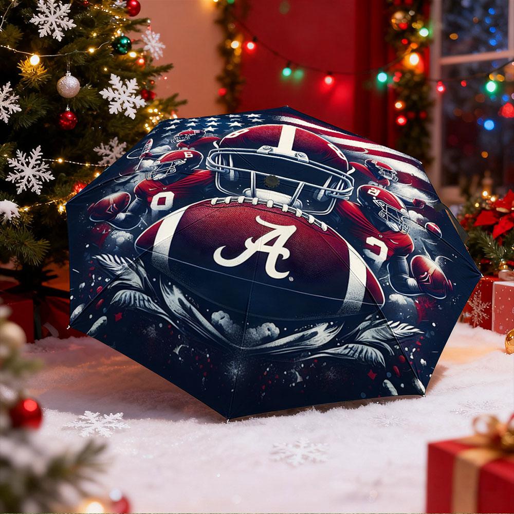 Ветрозащитный зонт с принтом шлема футбольной команды Alabama Crimson Tide, Американский флаг, Арт для студенческих игр, Подарок для фанатов