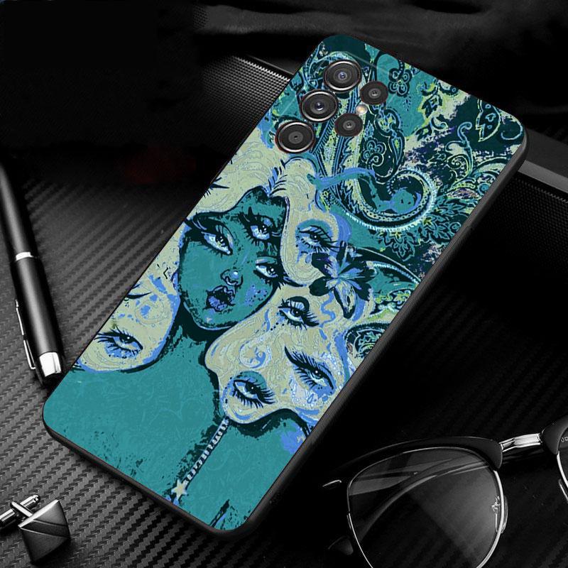 Phone Case For Samsung Galaxy S26 S25 S24 S23 S22 S21 Ultra S24 S23 S22 S21 S25 Plus S24 FE Trippy blue alien eyes