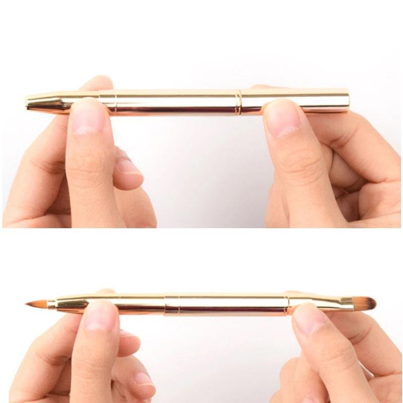 Выдвижная кисть для макияжа губ, кисть для помады и блеска для губ, телескопическая, двойного использования, кисть для губ и теней для век, инструменты для красоты с защитным колпачком