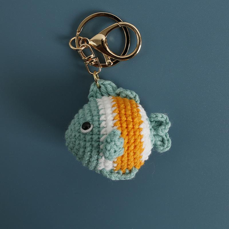 Funny Crocodile Design Crochet Keychain Handmaking Knitted Cartoon Crocodile Doll Keyrings Knitted Squid Cute Keyrings Wholesale