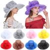 Women's Organza Church  Fascinator Bridal Tea Party Flower Wedding Hat Large Rim Basin Cap