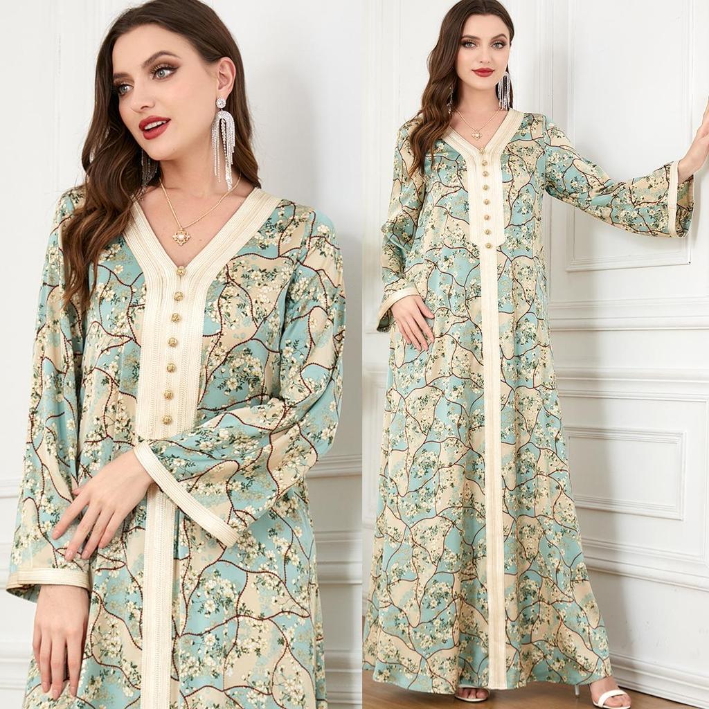 «3220 Платье-халат с длинными рукавами в ближневосточном стиле для женщин – Осенняя коллекция»