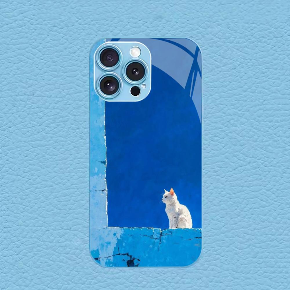 Минималистичный арт-принт с кошкой для чехла iPhone 17 для coque iphone Модный чехол fundas Стекло для iPhone 17 16 15 14 13 12 pm Pro Plus