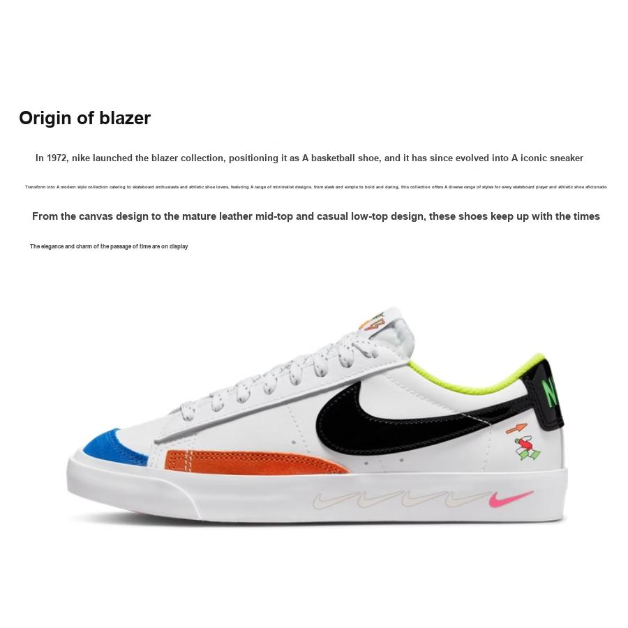 Nike Кроссовки Blazer Low '77 GS для детей старшего возраста Lifestyle Белый Черный Синий Сигнал Оранжевый DV1747-101