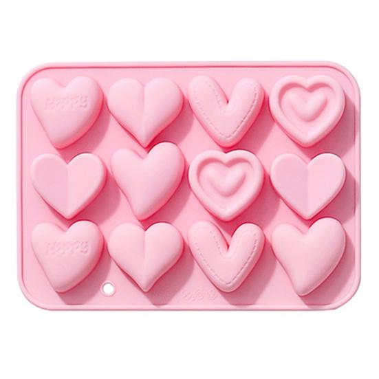 Форма для торта 12-гнездная, жаропрочная, антипригарная, хорошая прочность, быстро извлекается из формы, 6 сердец
