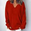 Женская мода повседневная однотонная трикотажная кофта с V-образным вырезом и длинными рукавами, модный милый свитшот