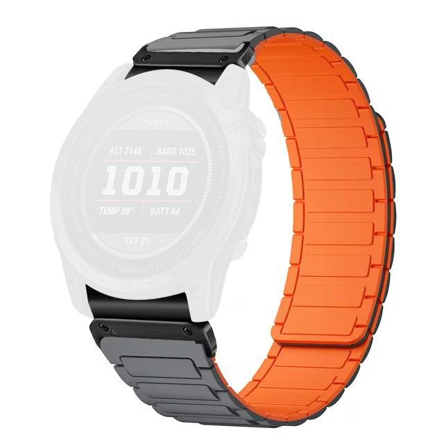 20mm Quick Release Magnetic Silicone Band for Garmin Fenix 8 43mm/Descent MK3/MK3i Dual Color Watch Strap