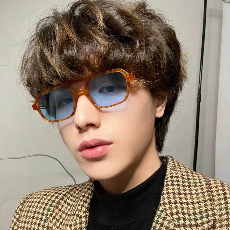 Small Frame Square Sunglasses Woman Brand Designer Fashion Luxury Sun Glasses Female Vintage Hollow Leopard Blue