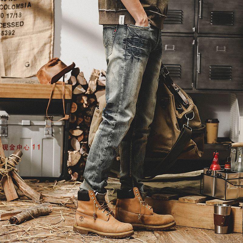 American Heavy Retro Jeans Men's Straight Overalls Men's Trendy Brand Casual Trousers